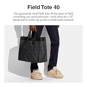 Amazon.com: COACH Mens Signature Field Tote 40, Charcoal